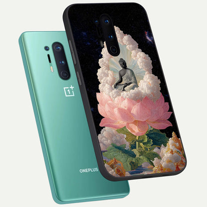  Lotus Divine Peace phone case For OnePlus 8 Pro showing premium glass back cover with detailed artwork