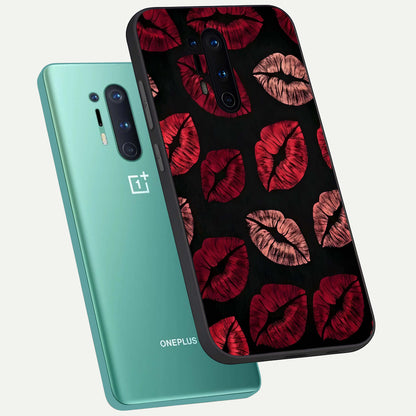 Midnight Kiss Love phone case For OnePlus 8 Pro showing premium glass back cover with detailed artwork