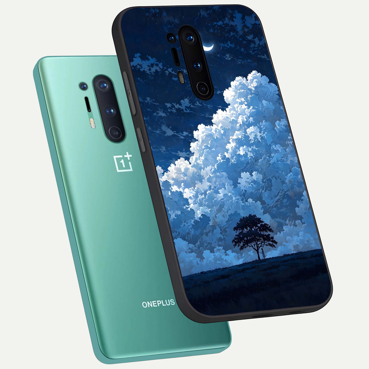  Midnight Sky Serenity phone case For OnePlus 8 Pro showing premium glass back cover with detailed artwork