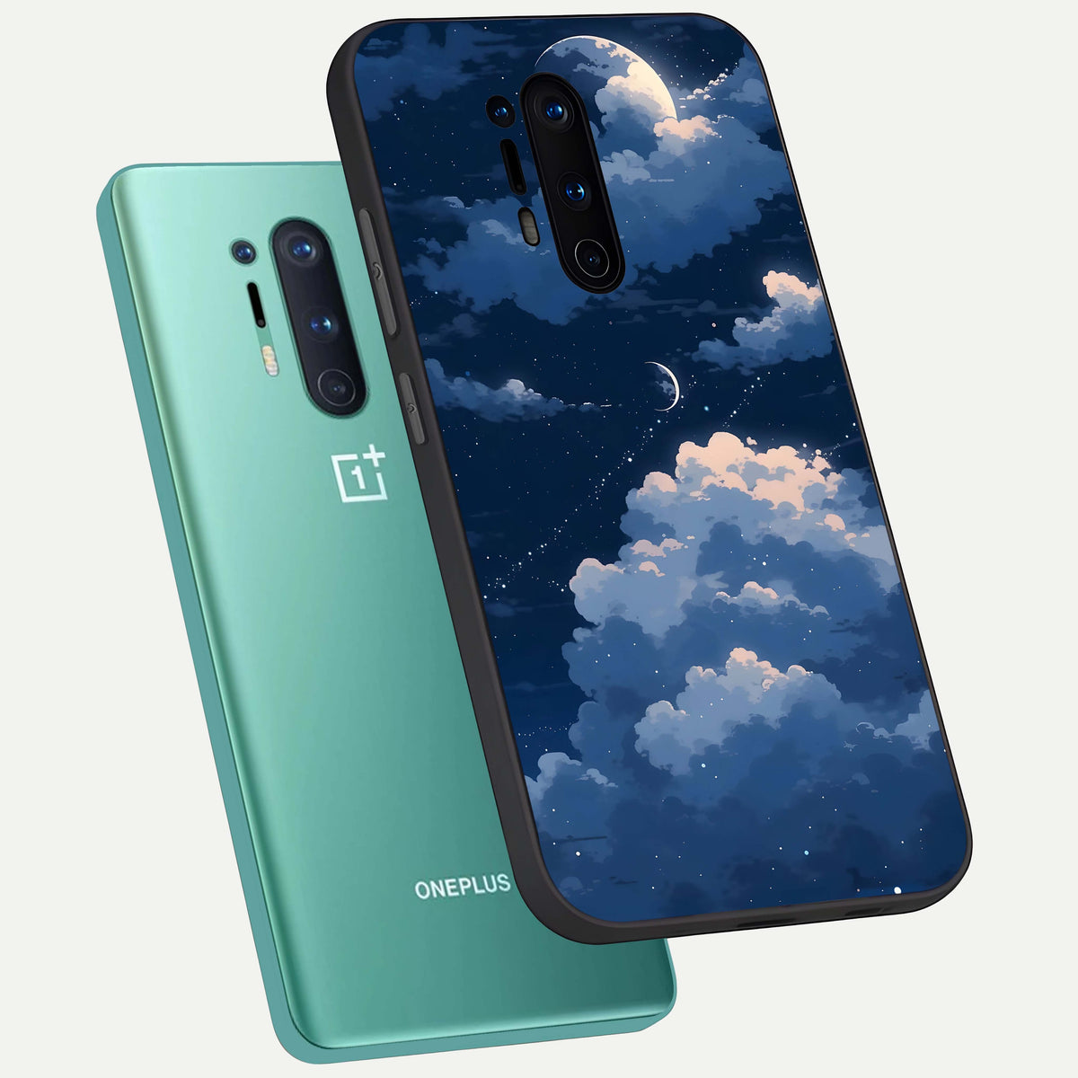  Moon Dream Haze phone case For OnePlus 8 Pro showing premium glass back cover with detailed artwork