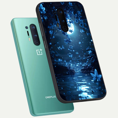  Moonlight Petal Dream phone case For OnePlus 8 Pro showing premium glass back cover with detailed artwork