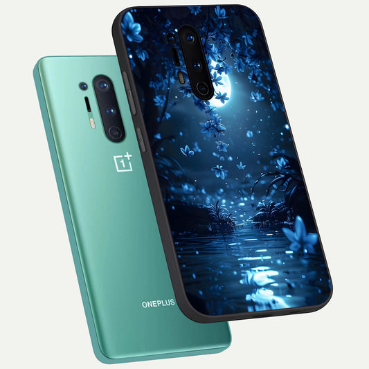  Moonlight Petal Dream phone case For OnePlus 8 Pro showing premium glass back cover with detailed artwork