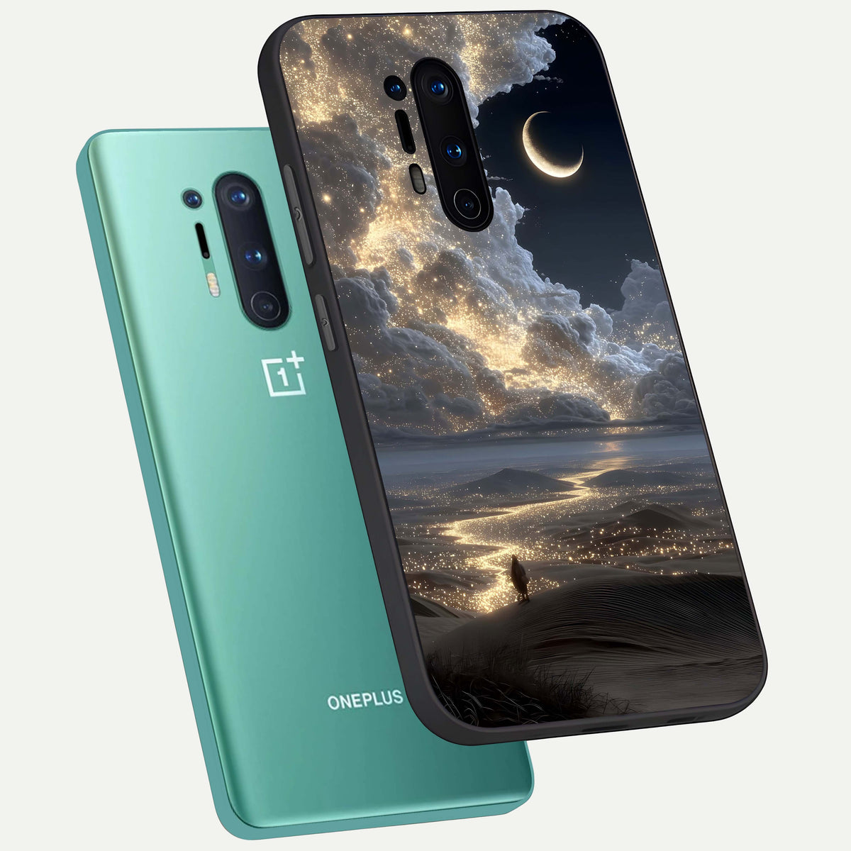  Moonlight Spark Path phone case For OnePlus 8 Pro showing premium glass back cover with detailed artwork