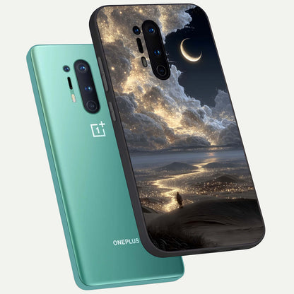  Moonlight Spark Path phone case For OnePlus 8 Pro showing premium glass back cover with detailed artwork