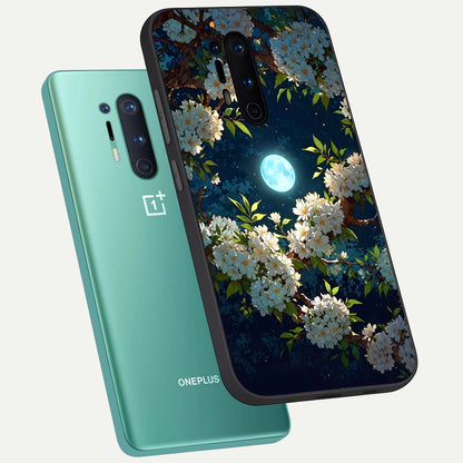 Moonlit Blossom Dream phone case For OnePlus 8 Pro showing premium glass back cover with detailed artwork