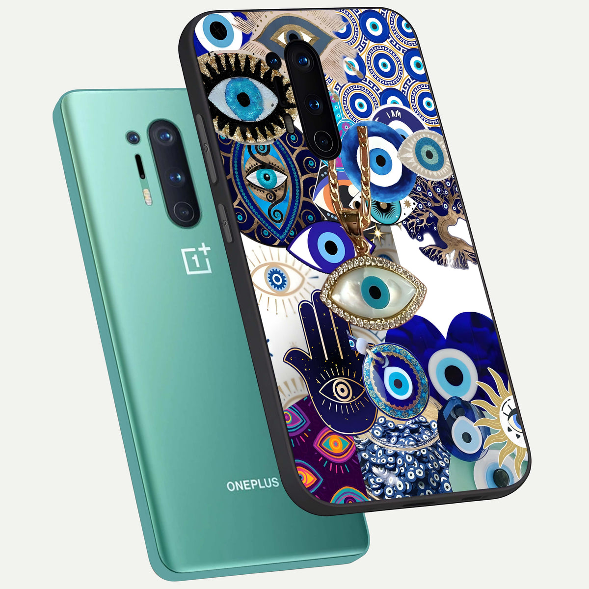  Mystic Charm Eye phone case For OnePlus 8 Pro showing premium glass back cover with detailed artwork