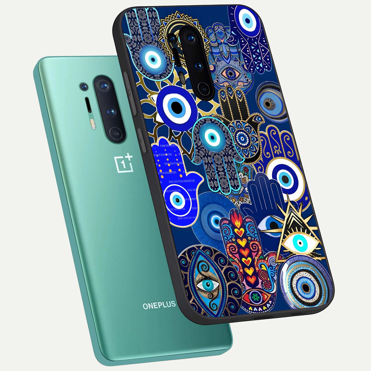  Mystic Palm Guard phone case For OnePlus 8 Pro showing premium glass back cover with detailed artwork