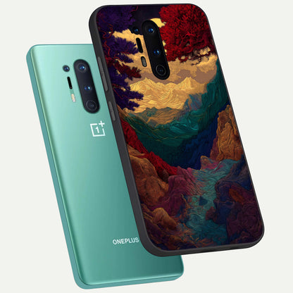  Mystic Valley Light phone case For OnePlus 8 Pro showing premium glass back cover with detailed artwork