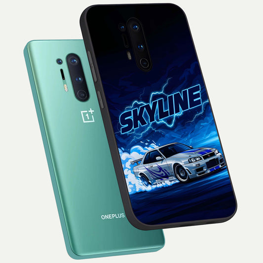  Neon Drift Beast phone case For OnePlus 8 Pro showing premium glass back cover with detailed artwork