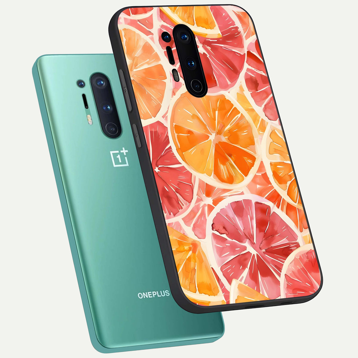  Orange Fruits Pattern phone case For OnePlus 8 Pro showing premium glass back cover with detailed artwork