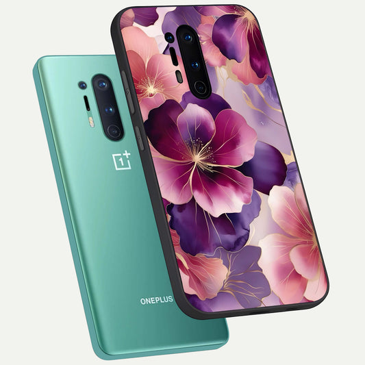  Pink Bouquet Florals phone case For OnePlus 8 Pro showing premium glass back cover with detailed artwork