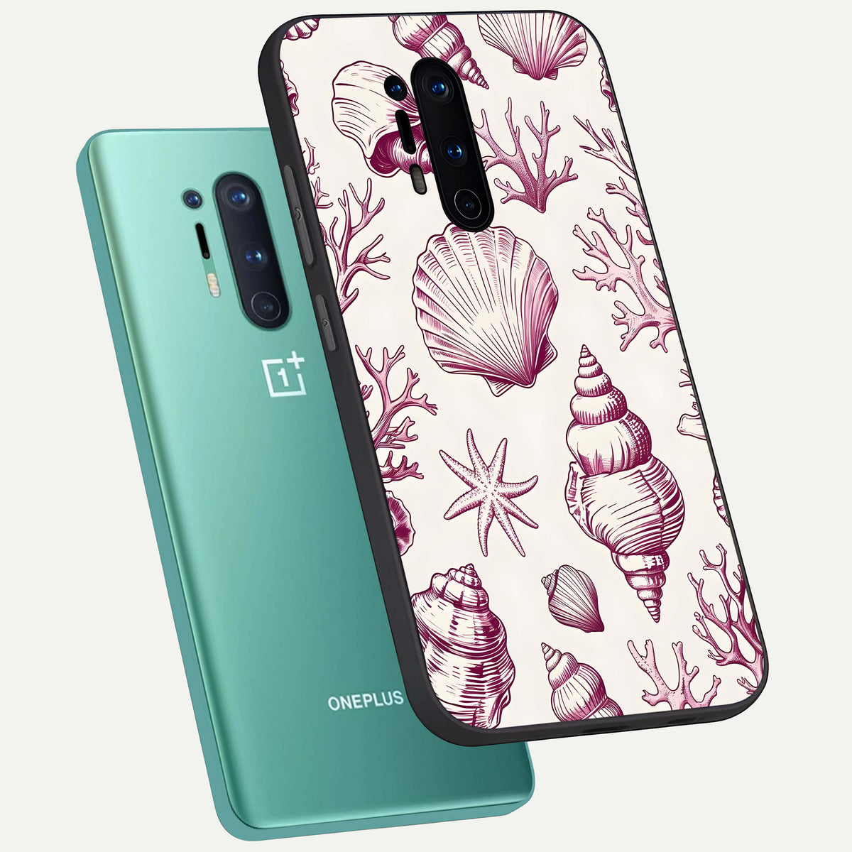  Pink Power Sparks phone case For OnePlus 8 Pro showing premium glass back cover with detailed artwork