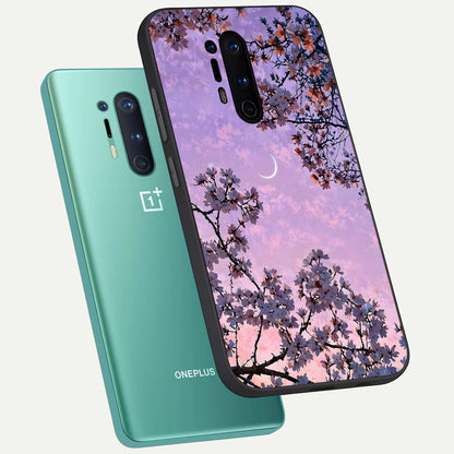  Purple Serenity Moon phone case For OnePlus 8 Pro showing premium glass back cover with detailed artwork