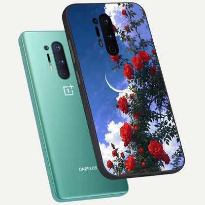  Rose Drift Flowers phone case For OnePlus 8 Pro showing premium glass back cover with detailed artwork