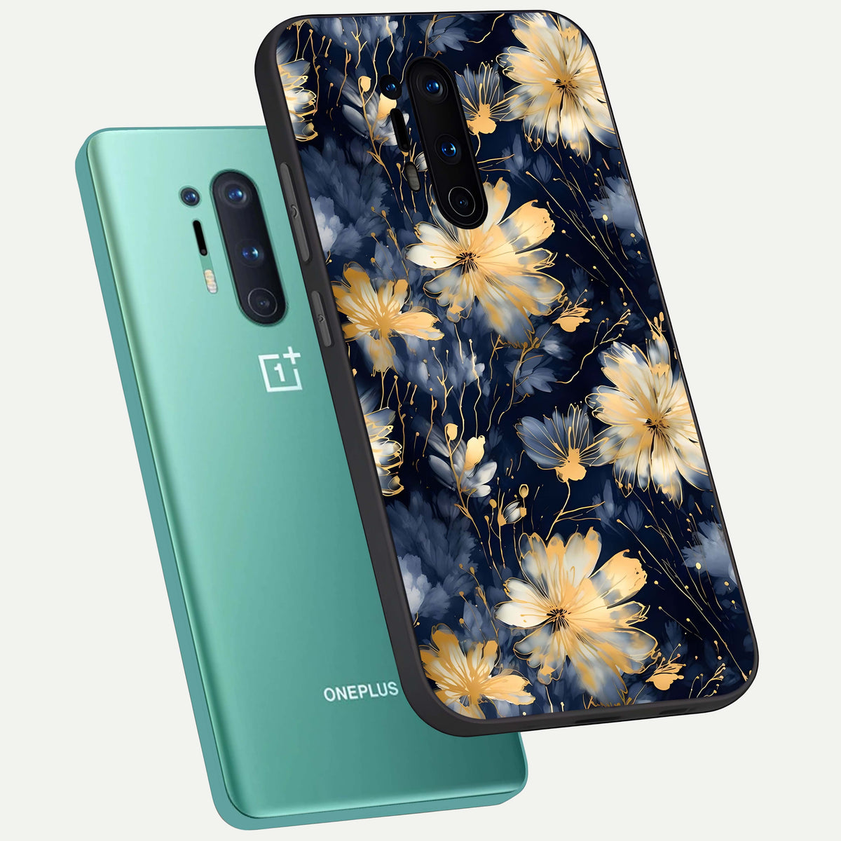  Royal Petal Dream phone case For OnePlus 8 Pro showing premium glass back cover with detailed artwork