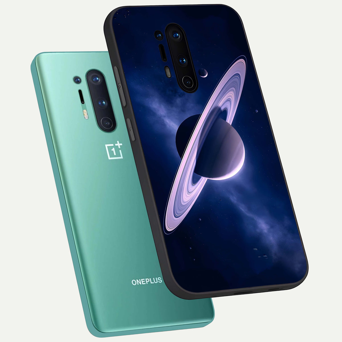  Saturn Ring Mystique phone case For OnePlus 8 Pro showing premium glass back cover with detailed artwork