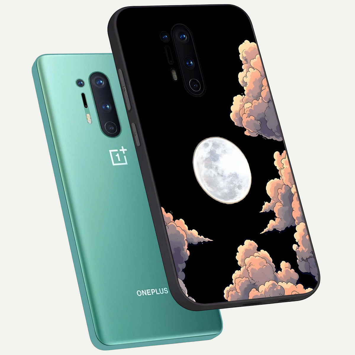  Shade Cloud Moon phone case For OnePlus 8 Pro showing premium glass back cover with detailed artwork