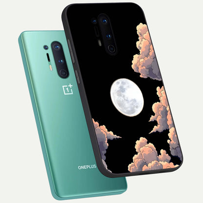  Shade Cloud Moon phone case For OnePlus 8 Pro showing premium glass back cover with detailed artwork