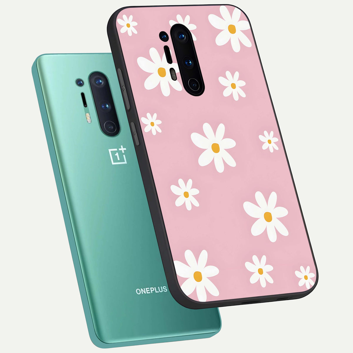  Soft Daisy Bliss phone case For OnePlus 8 Pro showing premium glass back cover with detailed artwork