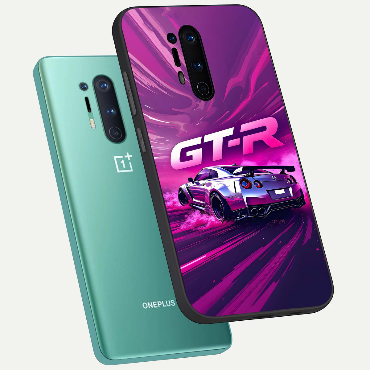  Speed Drift Legend phone case For OnePlus 8 Pro showing premium glass back cover with detailed artwork