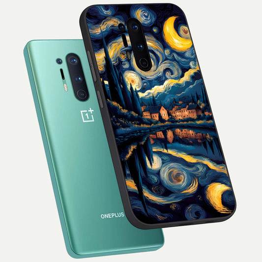  Starry Sky Serenity phone case For OnePlus 8 Pro showing premium glass back cover with detailed artwork