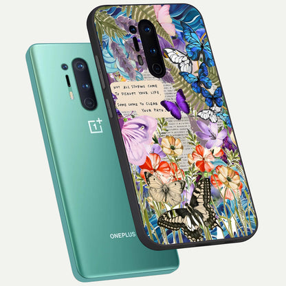  Storm Path Bloom phone case For OnePlus 8 Pro showing premium glass back cover with detailed artwork