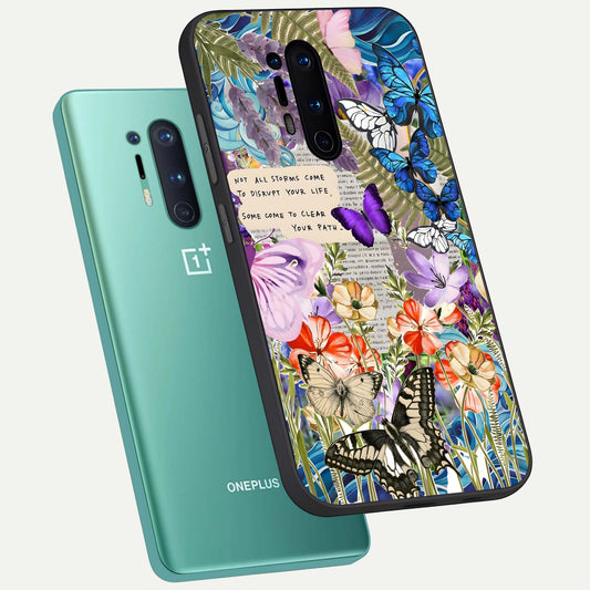  Storm Path Bloom phone case For OnePlus 8 Pro showing premium glass back cover with detailed artwork