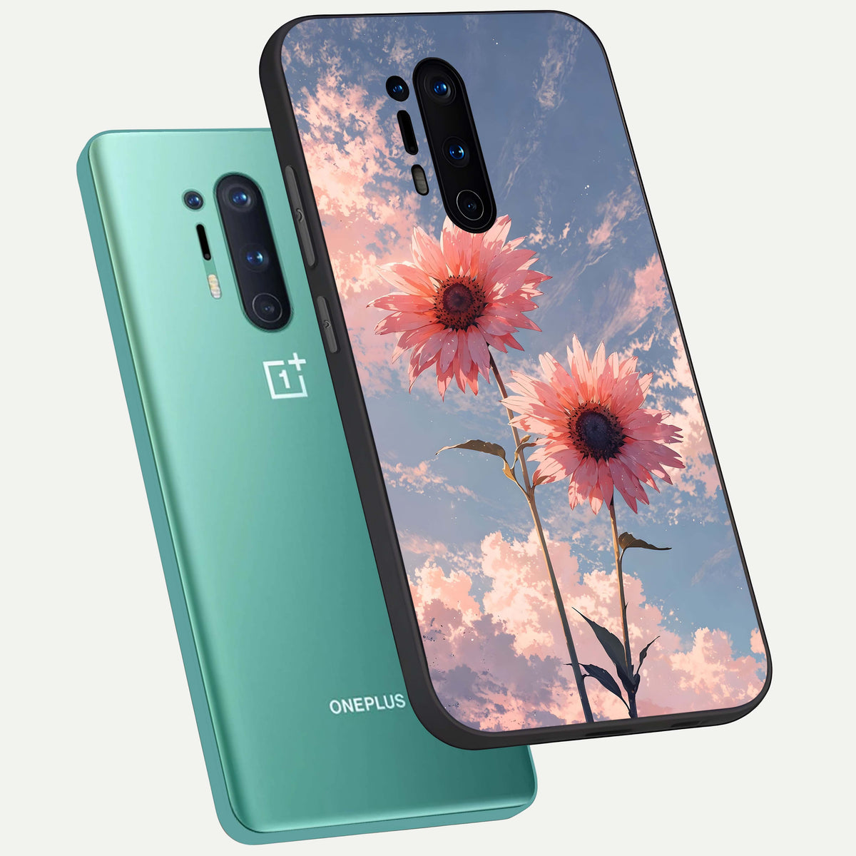  Sun Moon Balance phone case For OnePlus 8 Pro showing premium glass back cover with detailed artwork