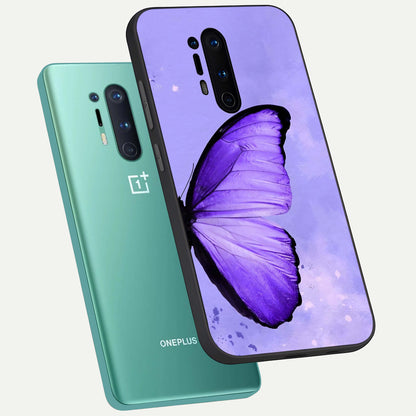  Violet Dream Wing phone case For OnePlus 8 Pro showing premium glass back cover with detailed artwork