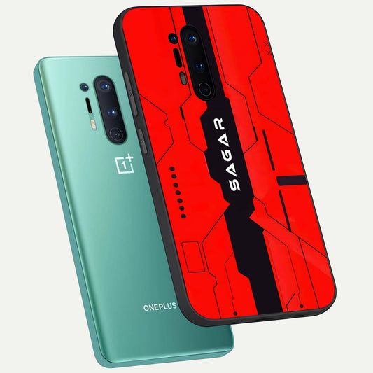  Voltage Rise CYBERPUNK Custom Name phone case For OnePlus 8 Pro showing premium custom name glass back cover