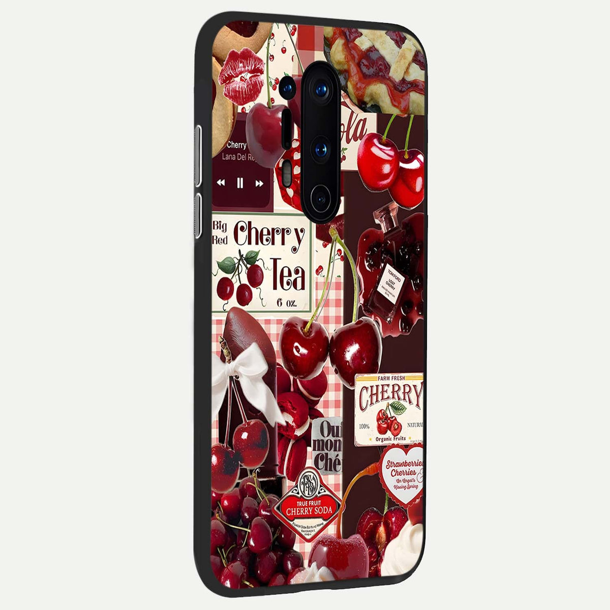  Aesthetic Cherry Tea back cover For OnePlus 8 Pro slim fit glass case with vibrant aesthetic design