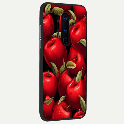  Apple Pattern back cover For OnePlus 8 Pro slim fit glass case with vibrant aesthetic design