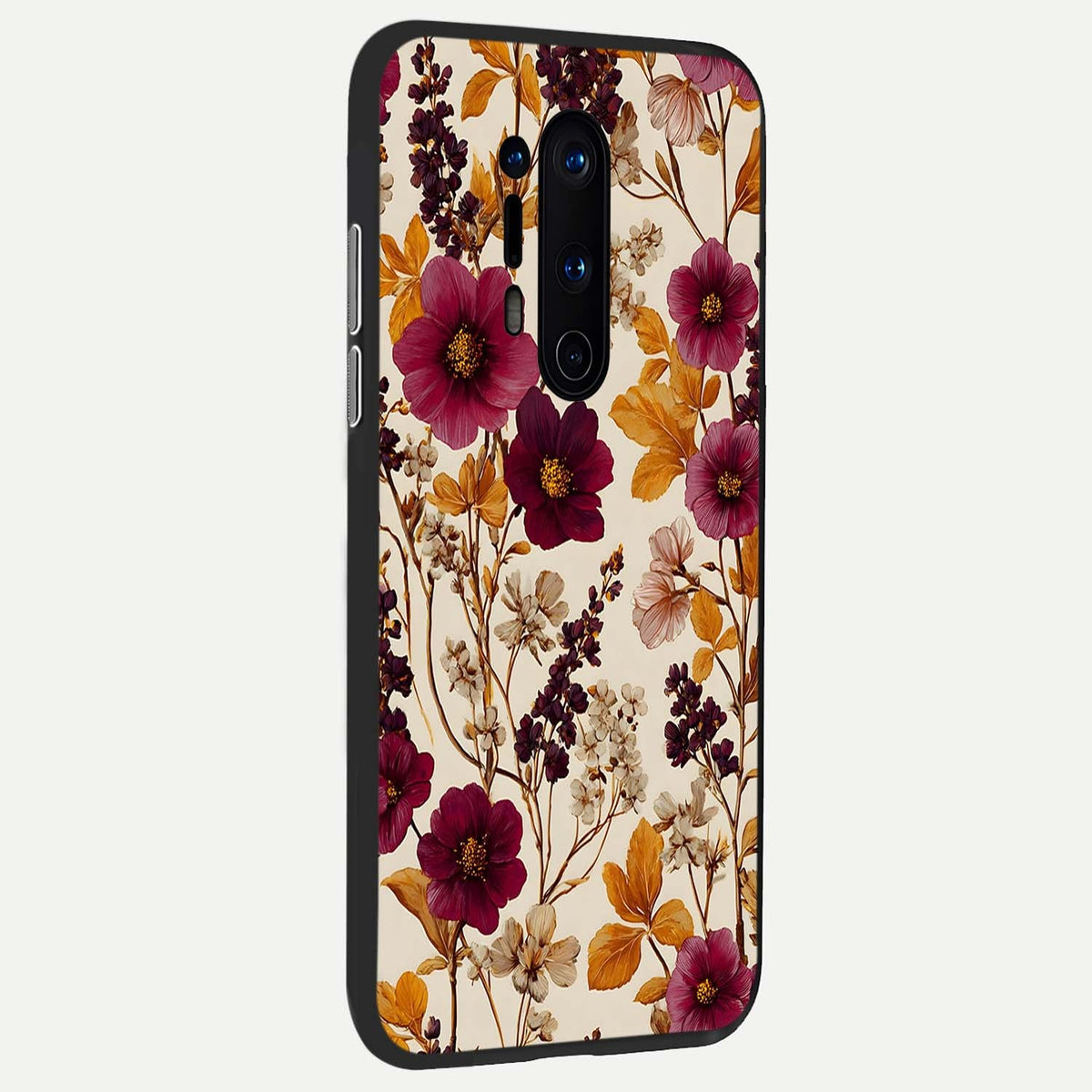  Autumn Wine Bloom back cover For OnePlus 8 Pro slim fit glass case with vibrant aesthetic design