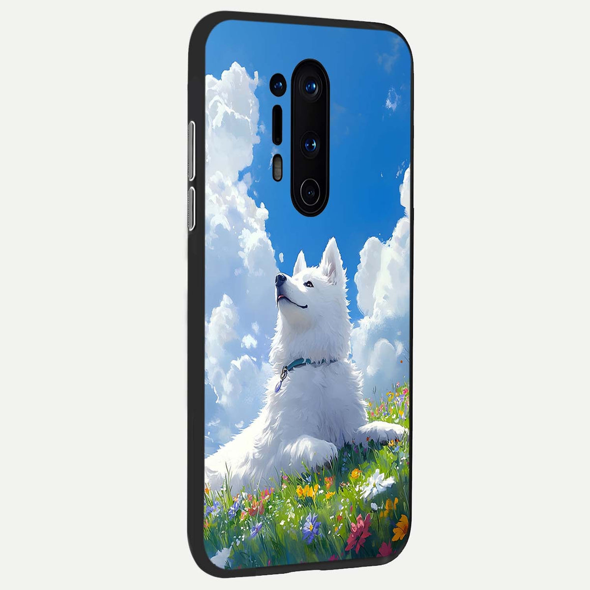  Blissful Cloud Pup back cover For OnePlus 8 Pro slim fit glass case with vibrant aesthetic design