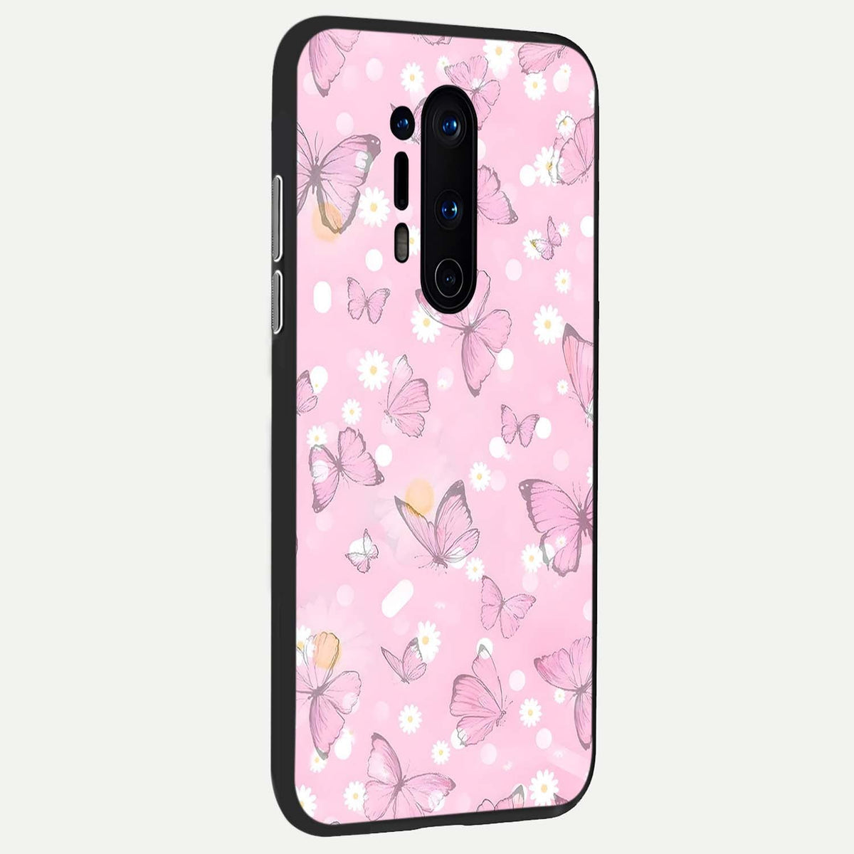  Blush Butterfly Garden back cover For OnePlus 8 Pro slim fit glass case with vibrant aesthetic design