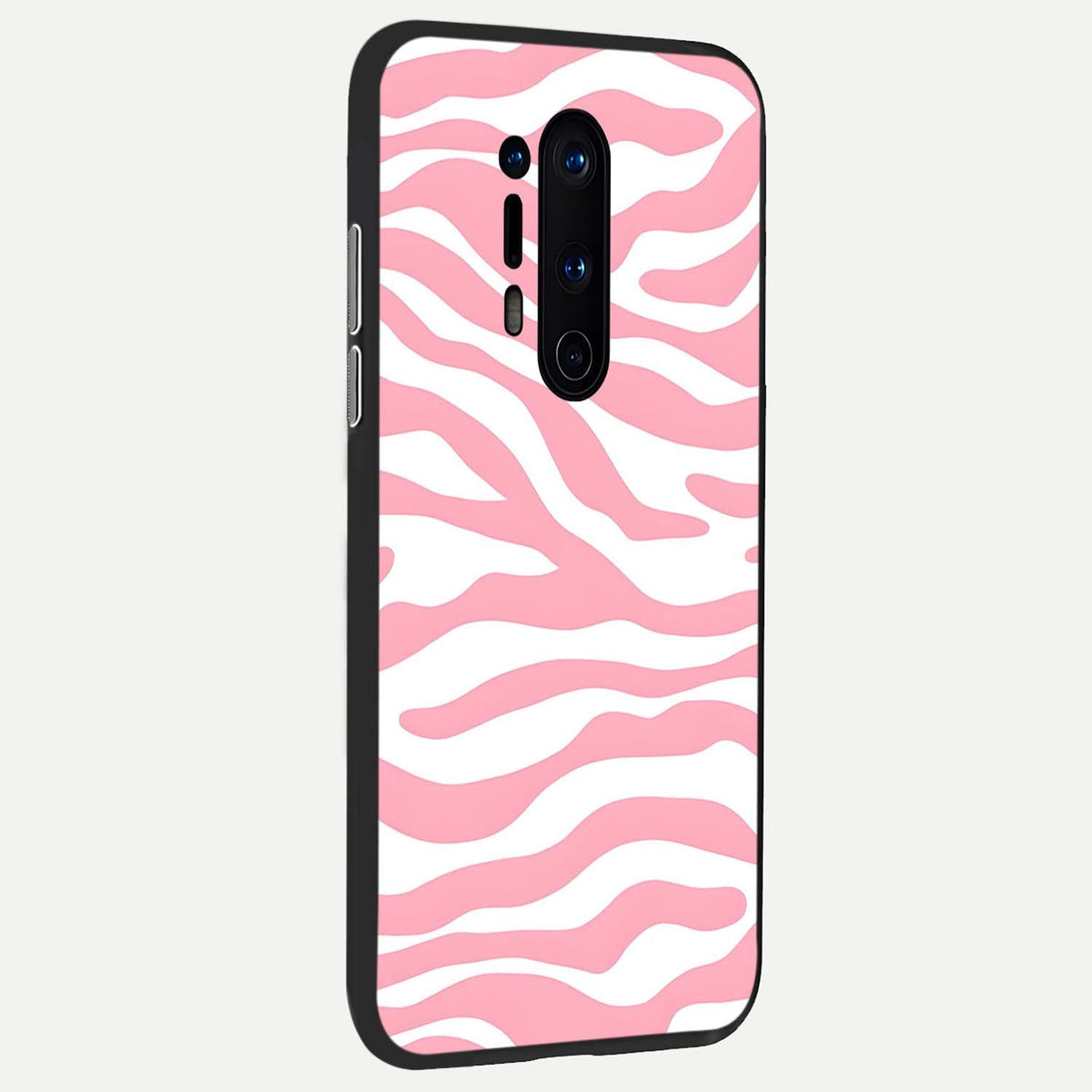  Blush Zebra Flow back cover For OnePlus 8 Pro slim fit glass case with vibrant aesthetic design