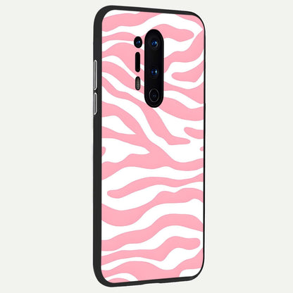  Blush Zebra Flow back cover For OnePlus 8 Pro slim fit glass case with vibrant aesthetic design