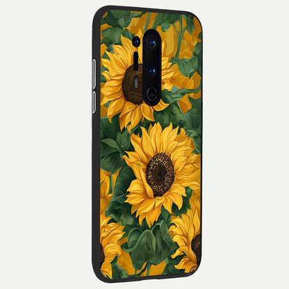 Bright Sunflower Bloom back cover For OnePlus 8 Pro slim fit glass case with vibrant aesthetic design