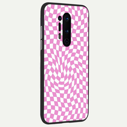  Bubblegum Check Wave back cover For OnePlus 8 Pro slim fit glass case with vibrant aesthetic design