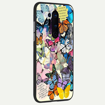  Butterflies Petal Dream back cover For OnePlus 8 Pro slim fit glass case with vibrant aesthetic design