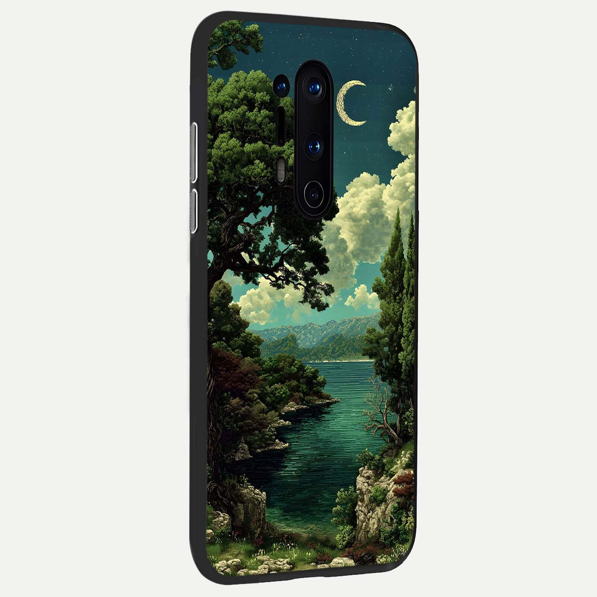  Celestial Lake Peace back cover For OnePlus 8 Pro slim fit glass case with vibrant aesthetic design