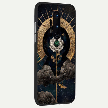 Celestial Lotus Morang back cover For OnePlus 8 Pro slim fit glass case with vibrant aesthetic design