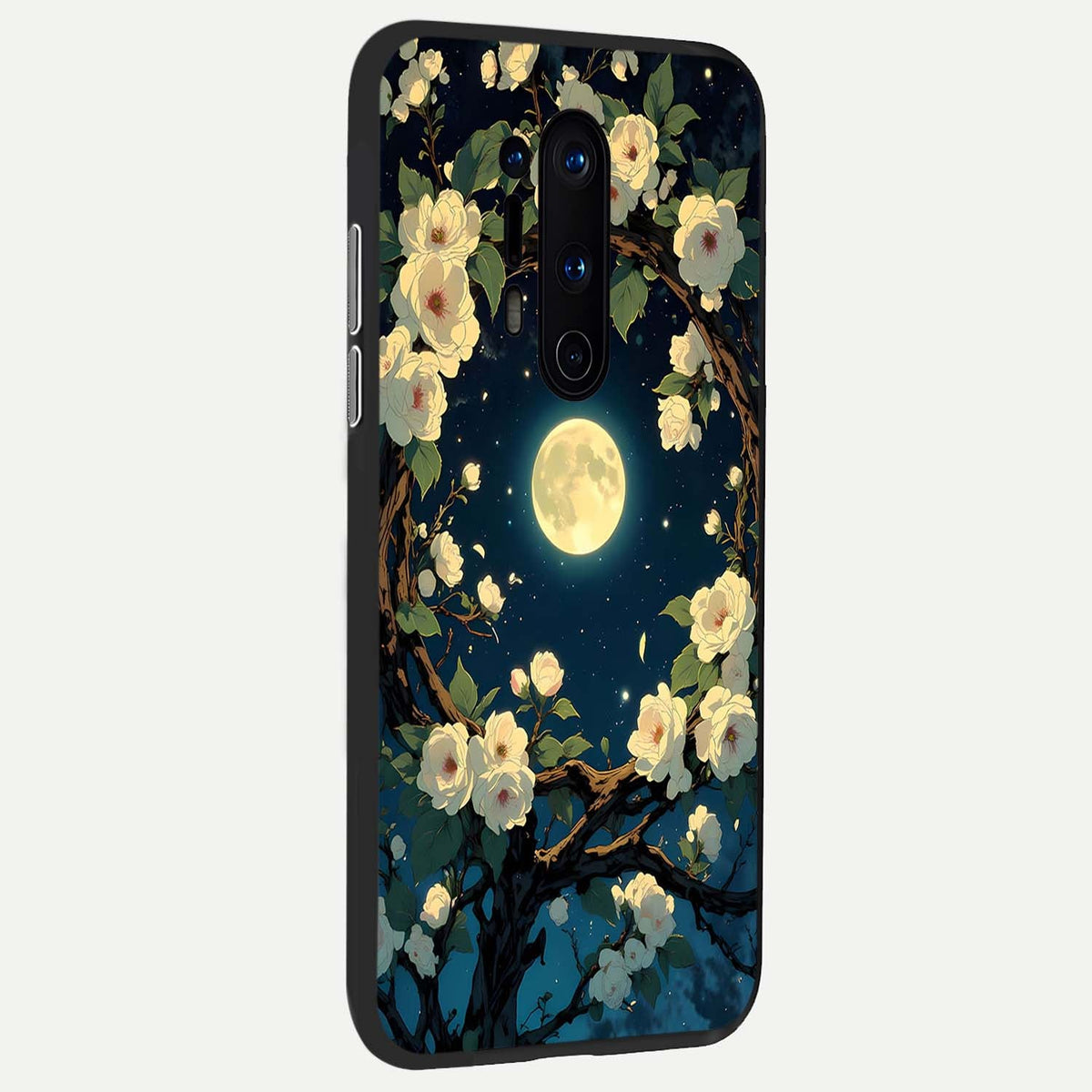  Celestial Moon And Flower back cover For OnePlus 8 Pro slim fit glass case with vibrant aesthetic design