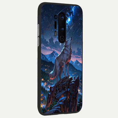  Celestial Wolf Howl back cover For OnePlus 8 Pro slim fit glass case with vibrant aesthetic design