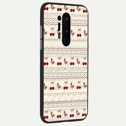  Cherry Bloom Charm back cover For OnePlus 8 Pro slim fit glass case with vibrant aesthetic design