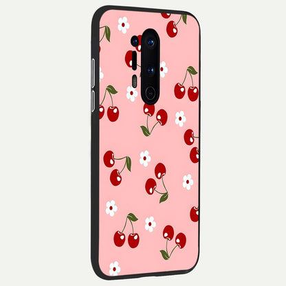  Cherry Love Mood back cover For OnePlus 8 Pro slim fit glass case with vibrant aesthetic design