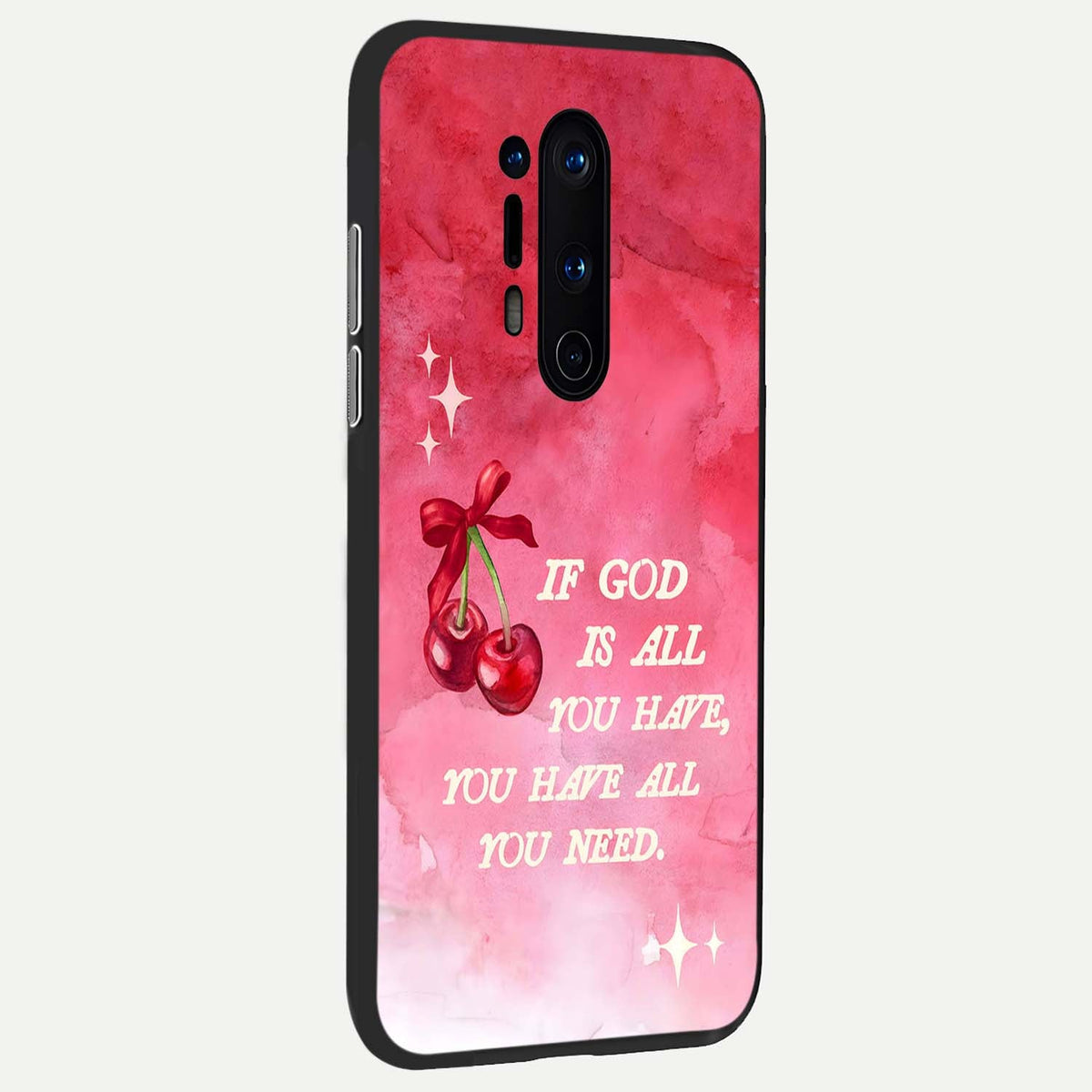  Cherry Quote back cover For OnePlus 8 Pro slim fit glass case with vibrant aesthetic design