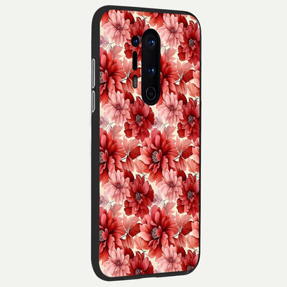  Crimson Love Petals back cover For OnePlus 8 Pro slim fit glass case with vibrant aesthetic design