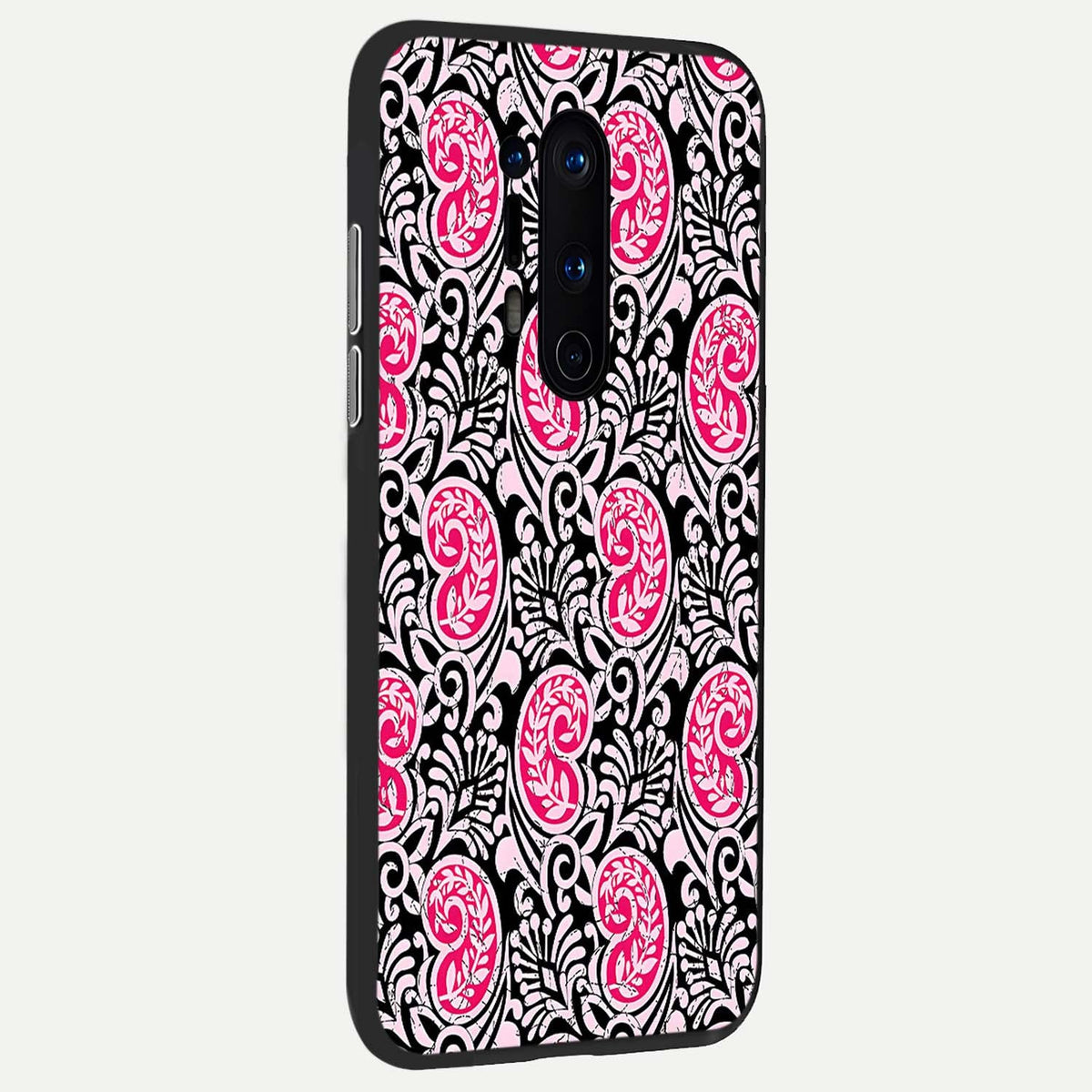  Crimson Paisley Charm back cover For OnePlus 8 Pro slim fit glass case with vibrant aesthetic design