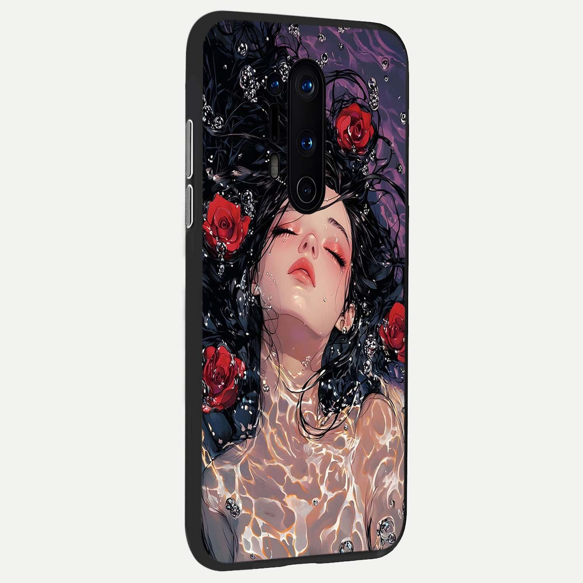  Crimson Rose Serenity back cover For OnePlus 8 Pro slim fit glass case with vibrant aesthetic design